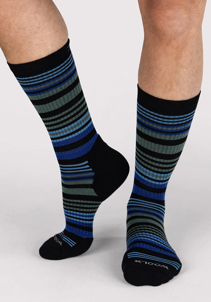 Mens Everyday Crew Socks - Black Stripe