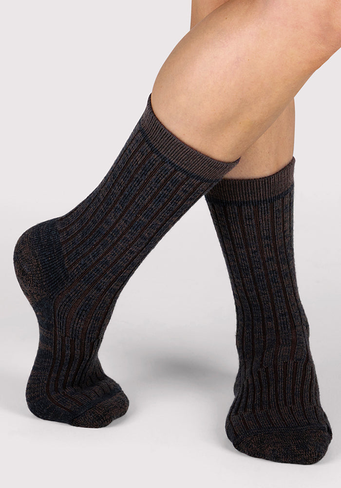 Womens Joey Crew Socks - Dark Espresso