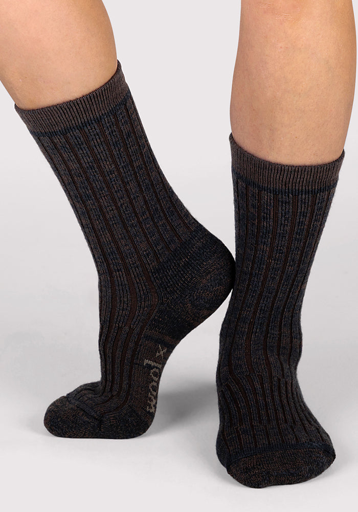 Womens Joey Crew Socks - Dark Espresso