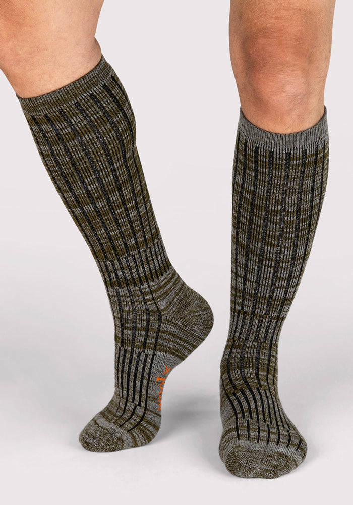 Mens Joey Mid Calf Socks - Dark Forest Marled