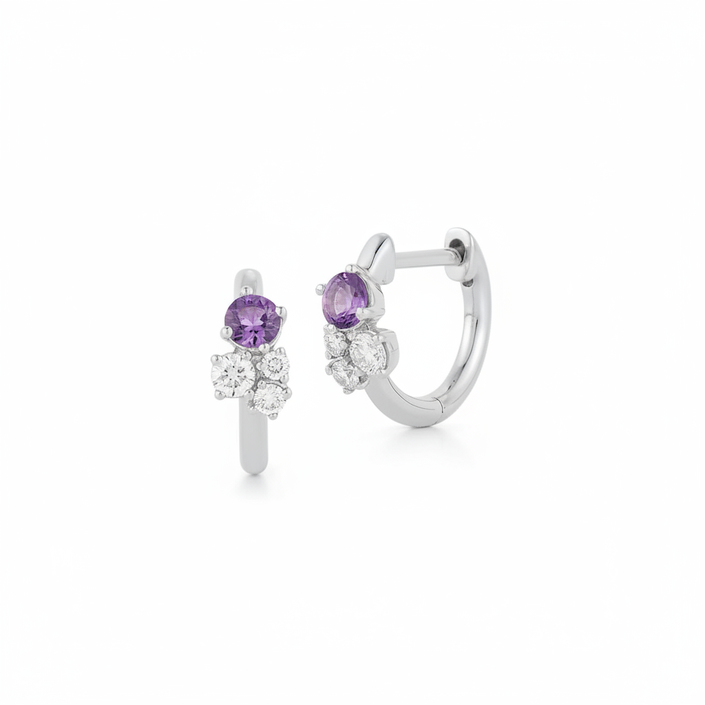 DRD Birthstone Huggies - February