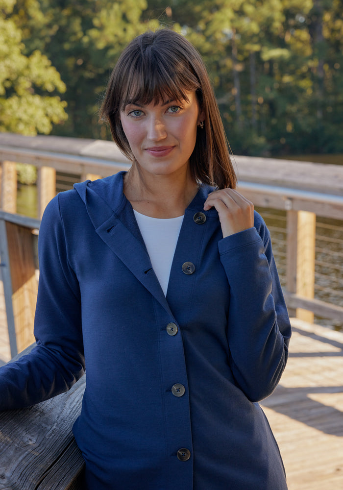 Edna Hooded Cardigan - Cinder Melange