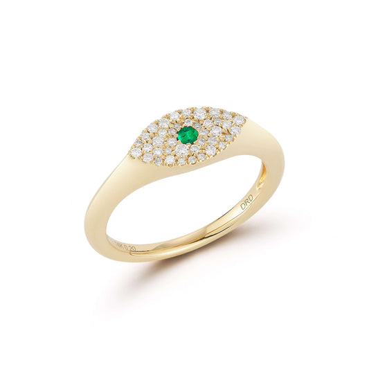 Carly Michelle Emerald Evil Eye Signet Ring