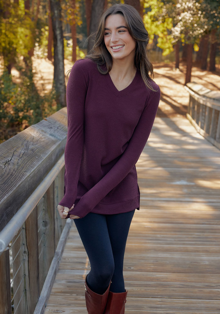 Evie Ribbed Tunic - Black