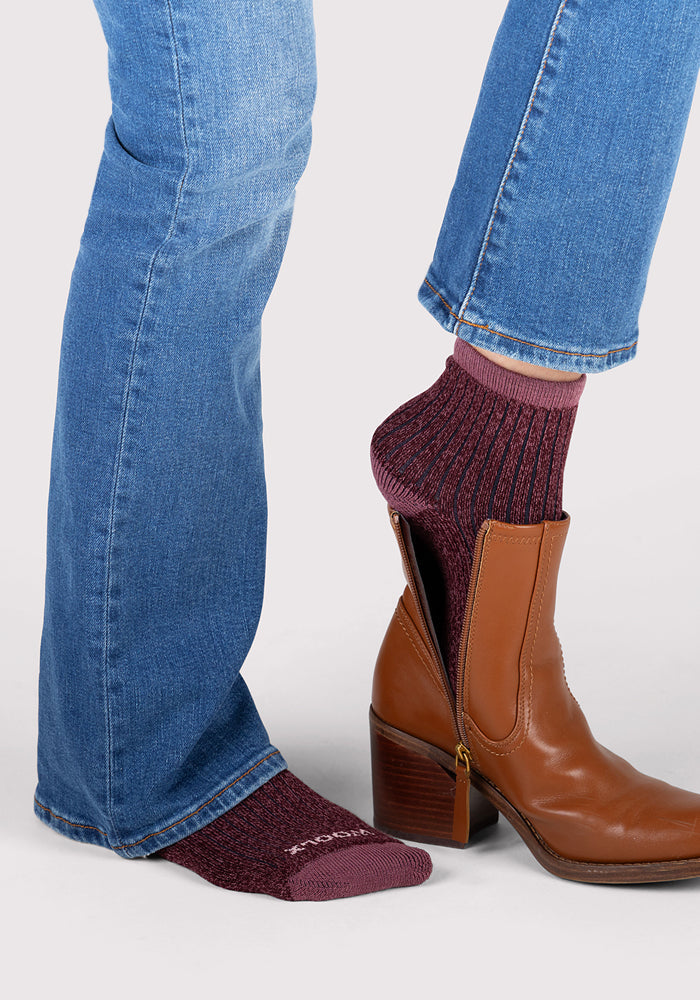 Womens Cozy Mini Crew Sock - Grape Harvest