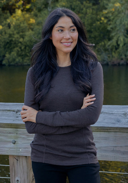 Hannah Long Sleeve Top - Cinder Melange