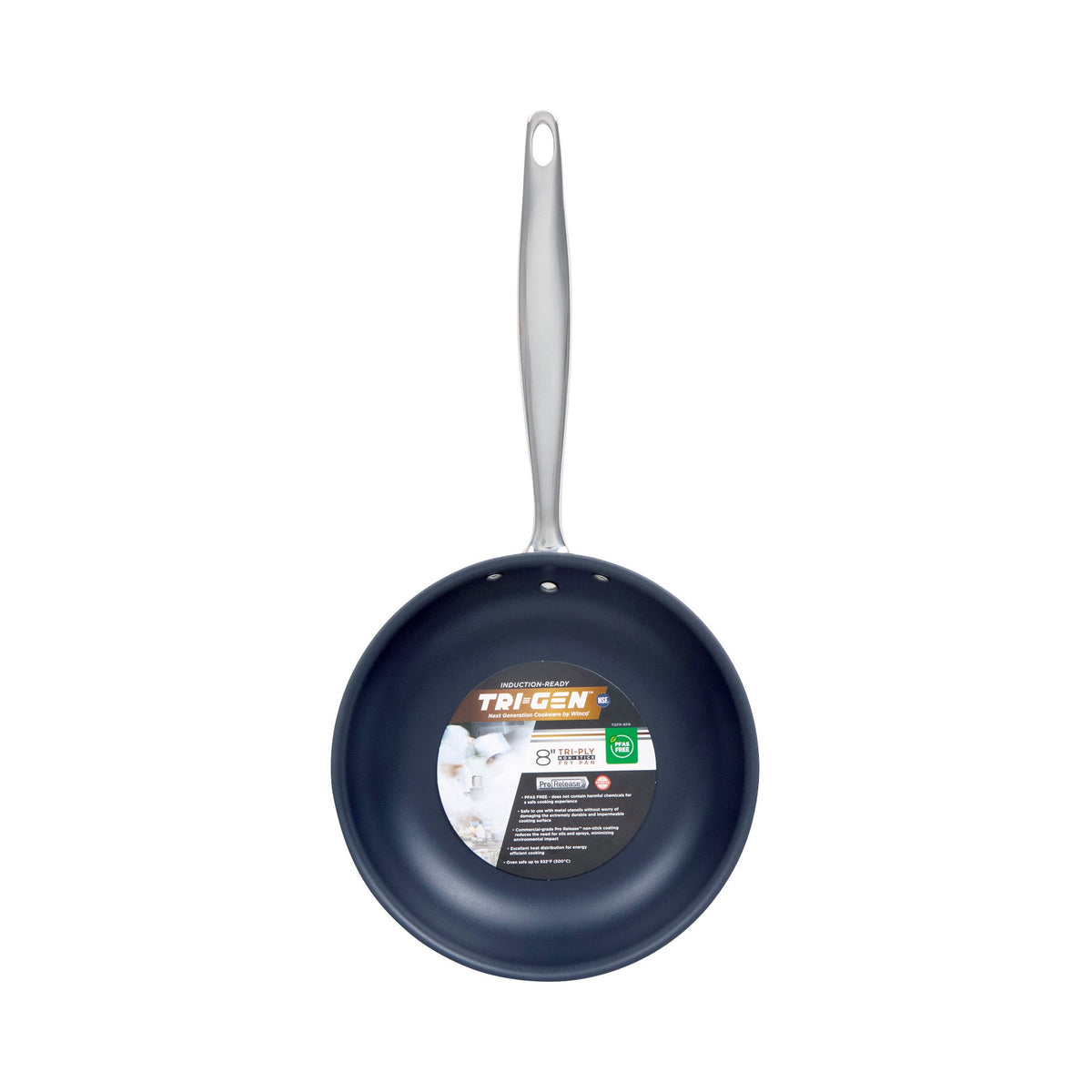 TGFP-8PR - TRI-GEN, 8" Fry Pan, Pro-Release Non-Stick, Tri-ply, Induction Ready, 18/8 SS, NSF, PFAS-Free