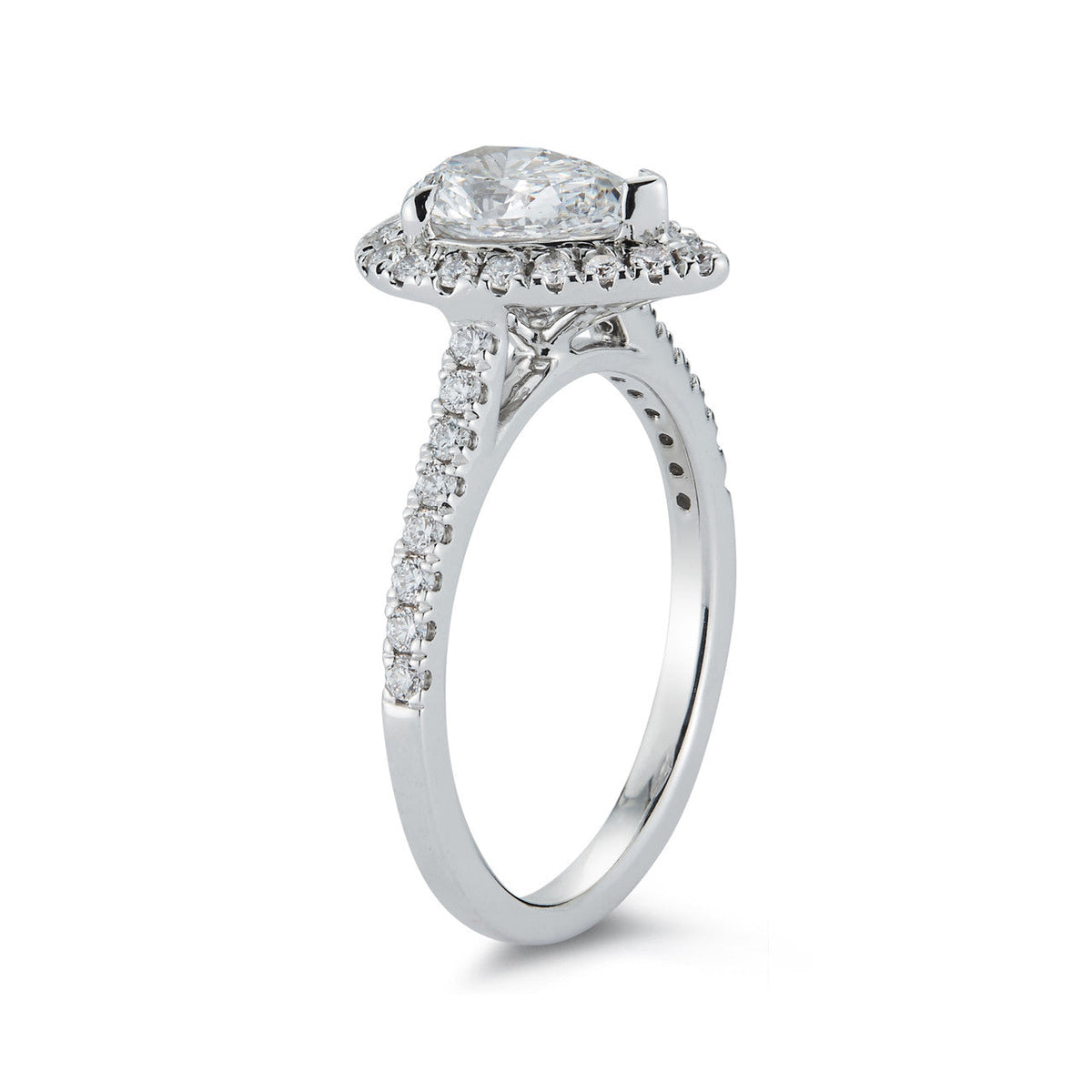 Halo Pavé Cathedral Engagement Ring with 1.04 ct. Pear