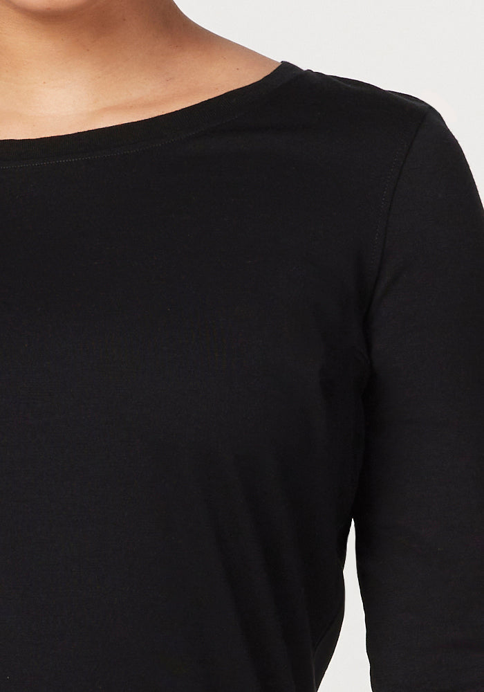 Jenny 3/4 Sleeve Crew Neck - Black