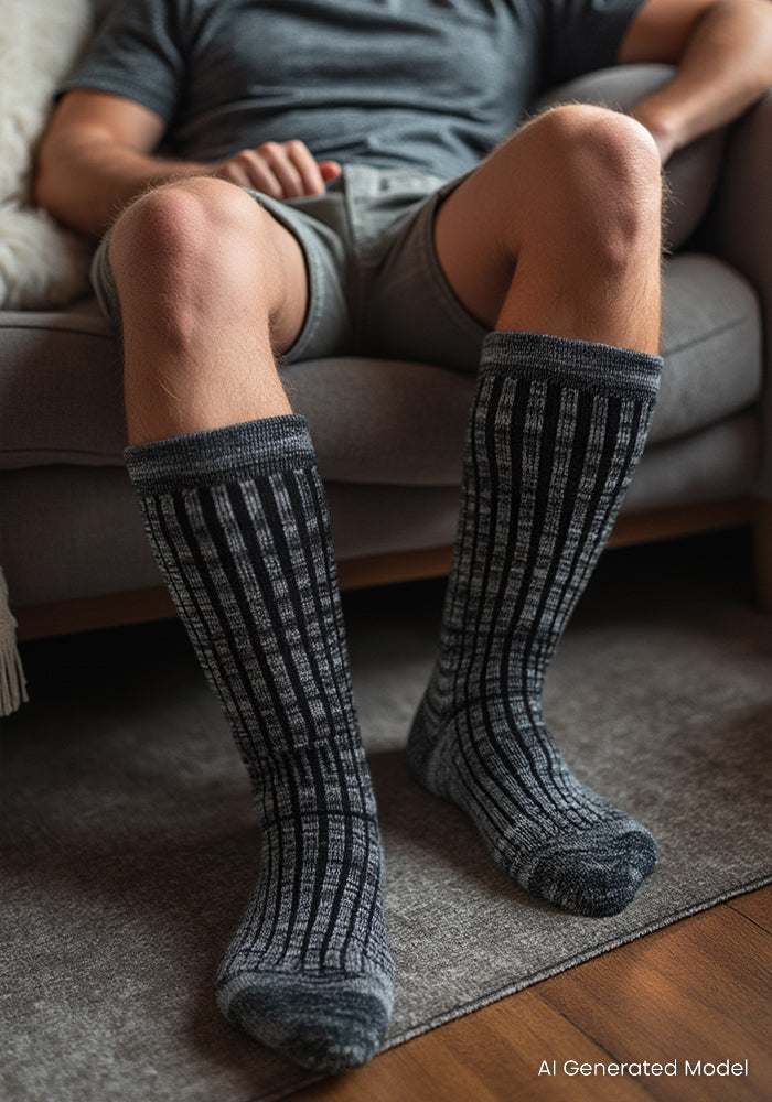 Mens Joey Mid Calf Socks - Dark Navy Marled