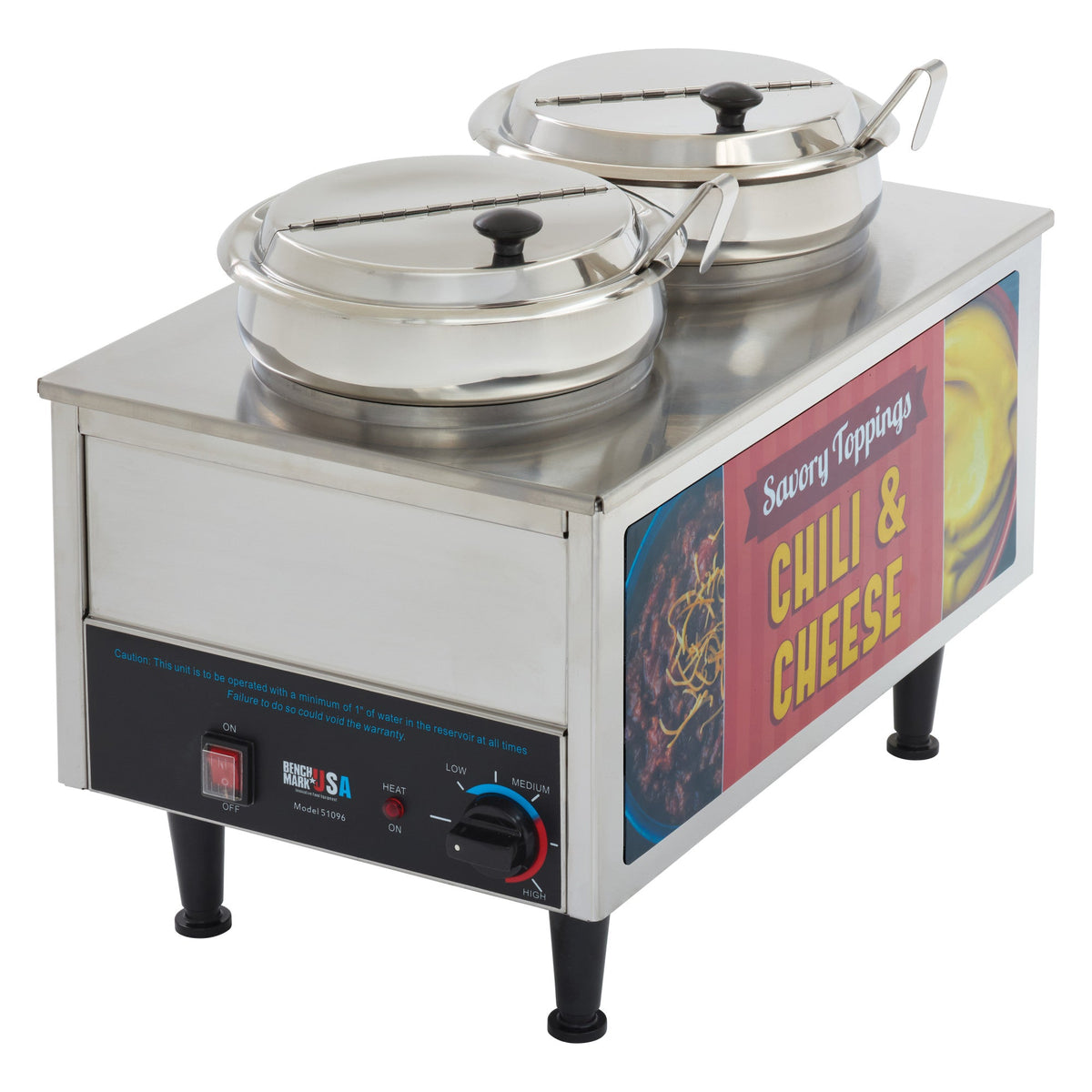 51072A - BenchmarkUSA "Chili & Cheese" Food Warmer - 2 Ladles, 2 Lids