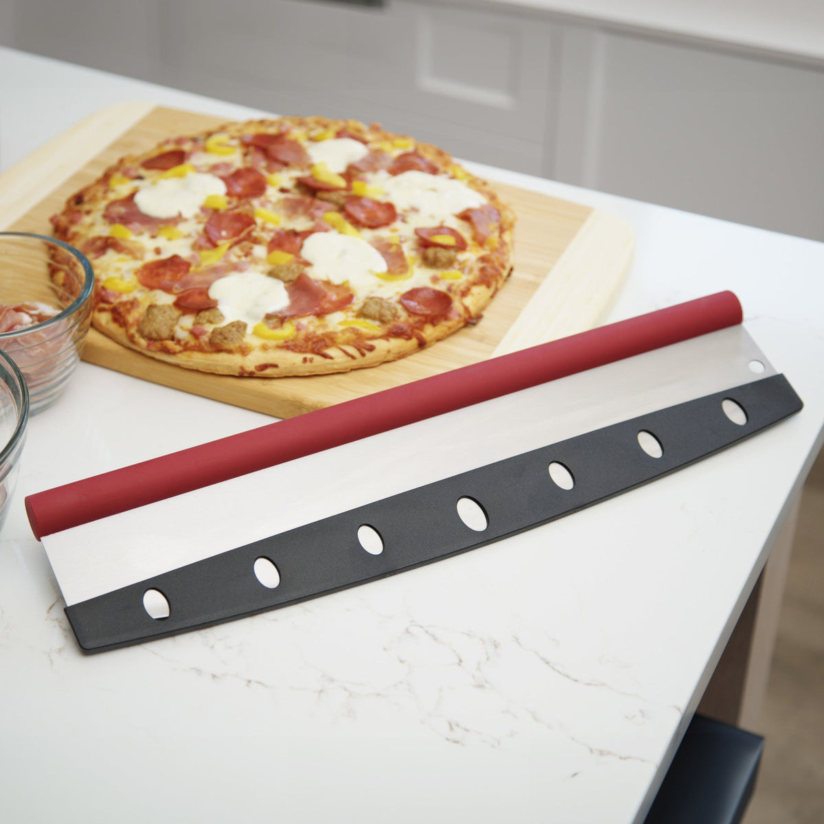 PR18-R - Old Stone Pizza Rocker with Comfort Grip Handle