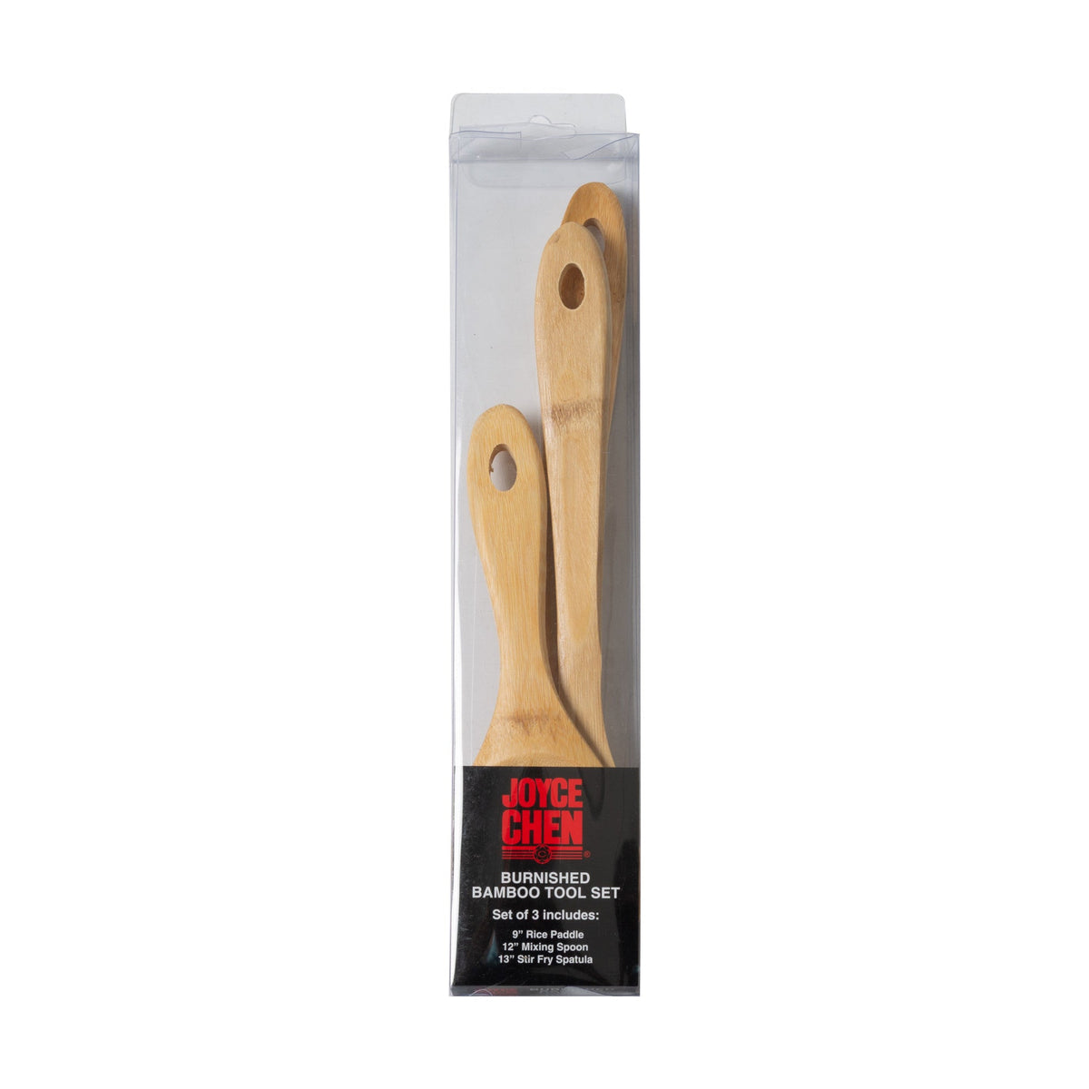J33-2018 - Joyce Chen Burnished Bamboo Wok Utensils, 3-Piece Stir Fry Set