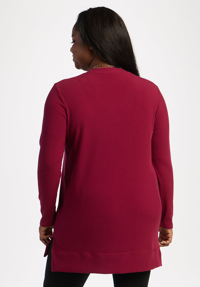 Evie Ribbed Tunic - Beet Red