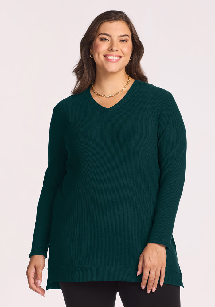 Evie Ribbed Tunic - Deep Pine