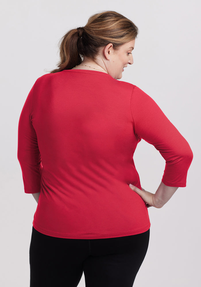 Elena 3/4 Sleeve V Neck - Berry Ice Pop