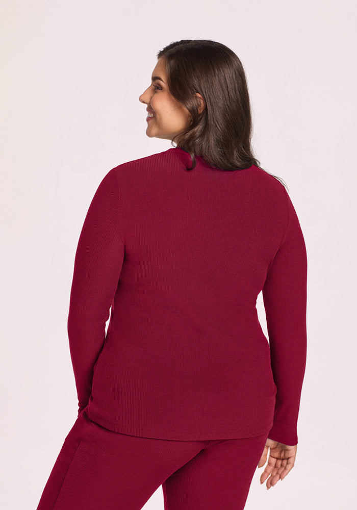 Hadley Ribbed Crew - Beet Red