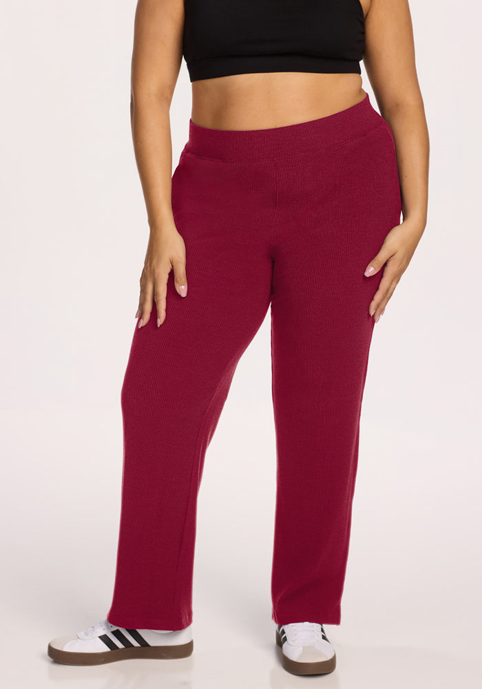 Luca Ribbed Pants - Beet Red