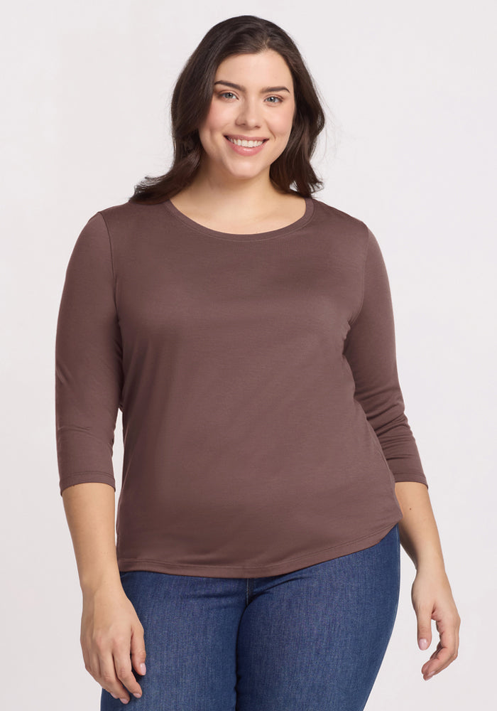 Jenny 3/4 Sleeve Crew Neck - Peppercorn