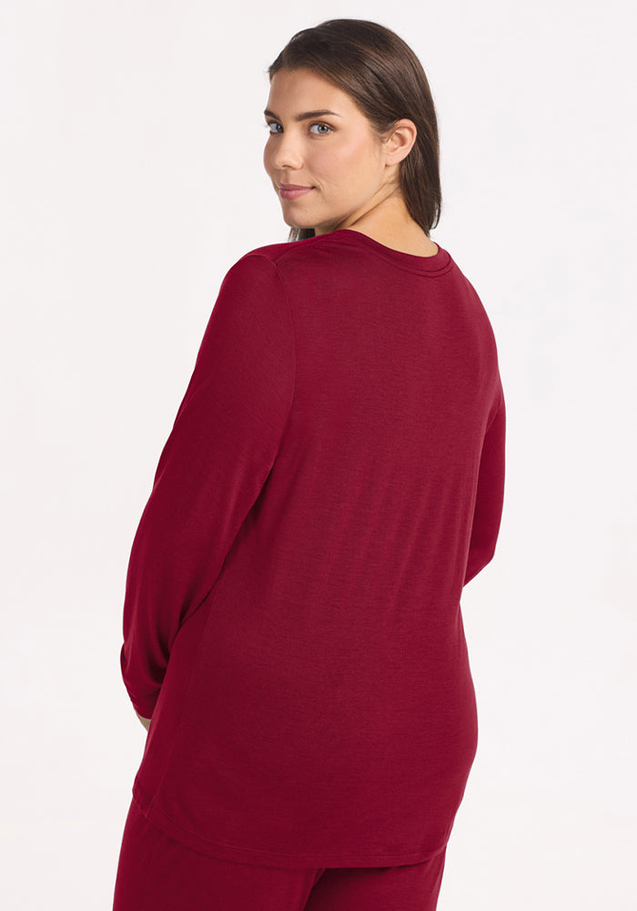 Lily V Neck Lounge Top - Beet Red