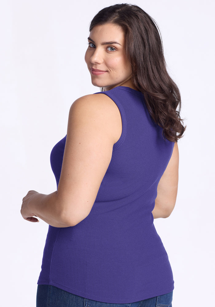 Raegan Ribbed Tank Top - Berry Indigo