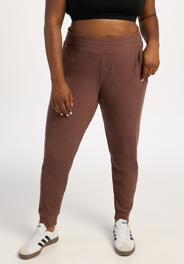 Lennon Ribbed Joggers - Sable Heather