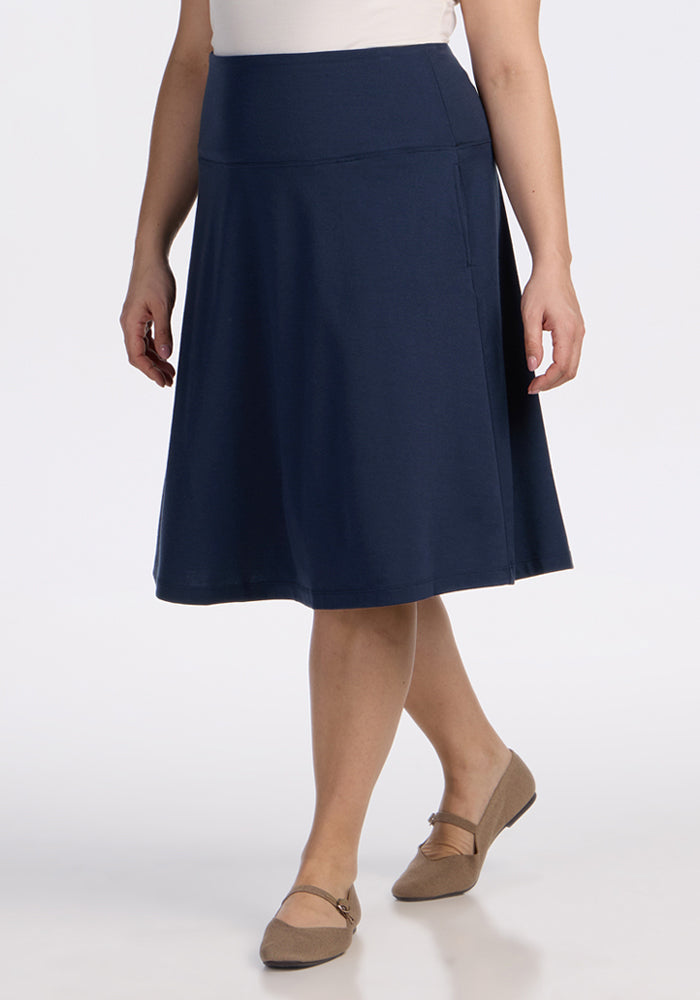 Marilyn Flowy Midi Skirt - Deep Navy