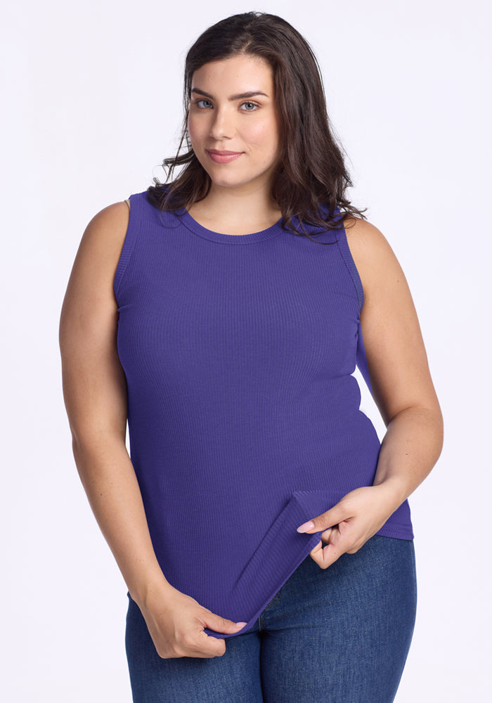 Raegan Ribbed Tank Top - Berry Indigo