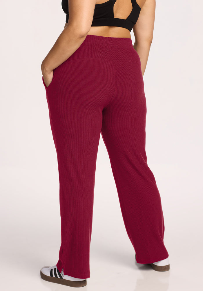 Luca Ribbed Pants - Beet Red