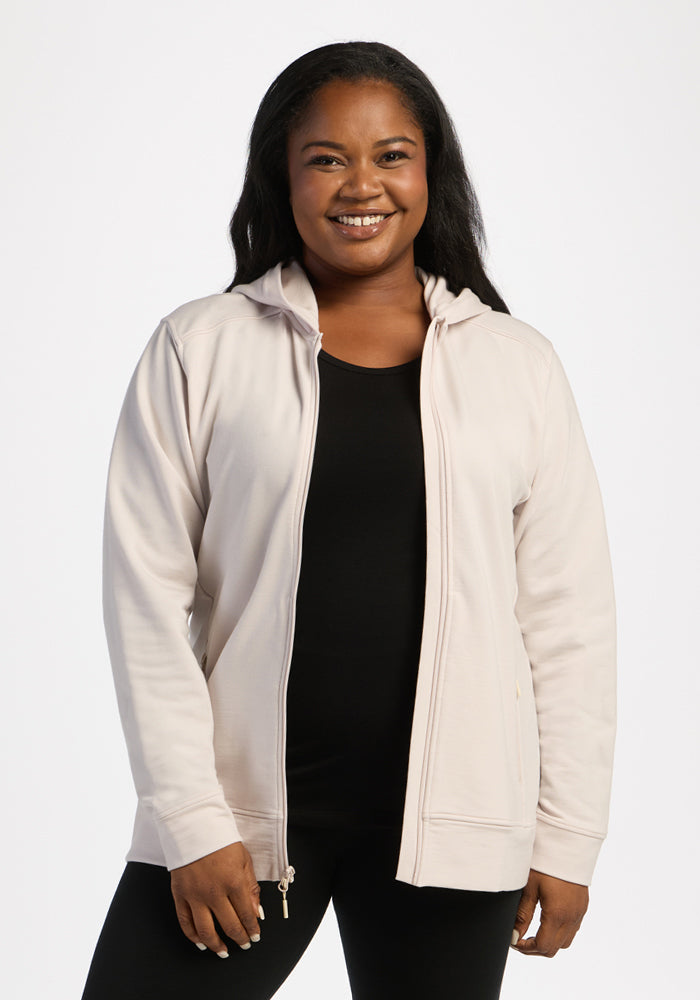 Darby Zip Up Hoodie - Ecru