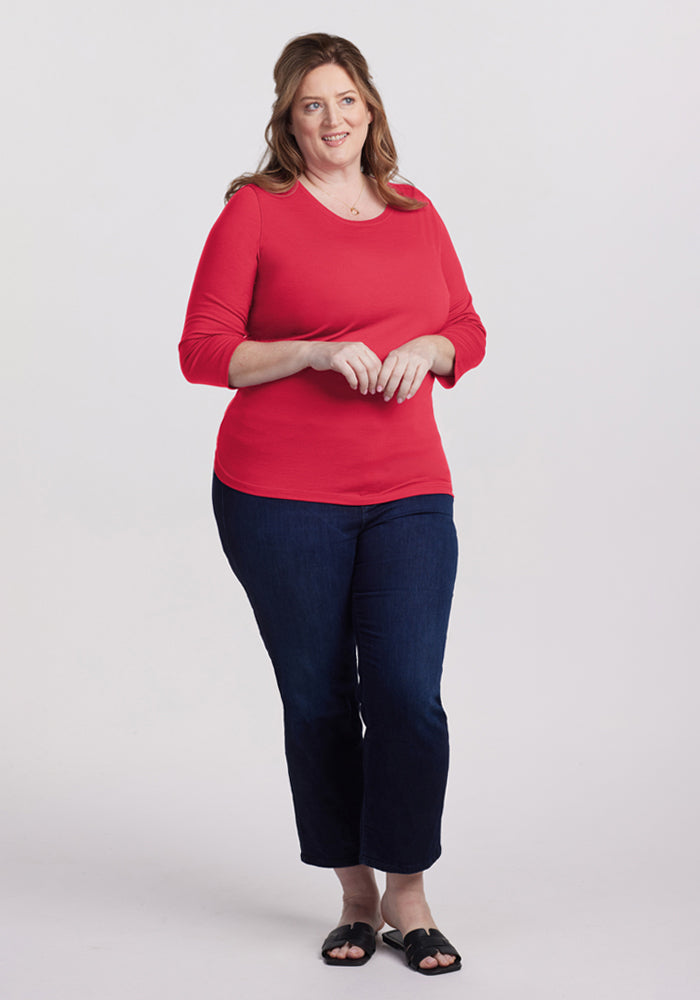 Jenny 3/4 Sleeve Crew Neck - Berry Ice Pop