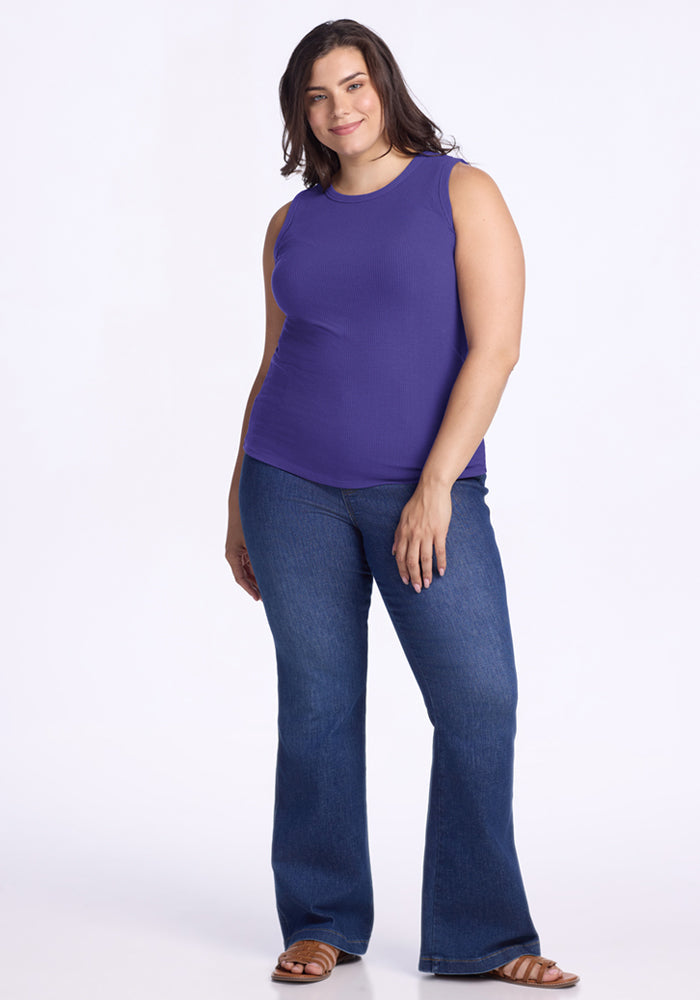 Raegan Ribbed Tank Top - Berry Indigo