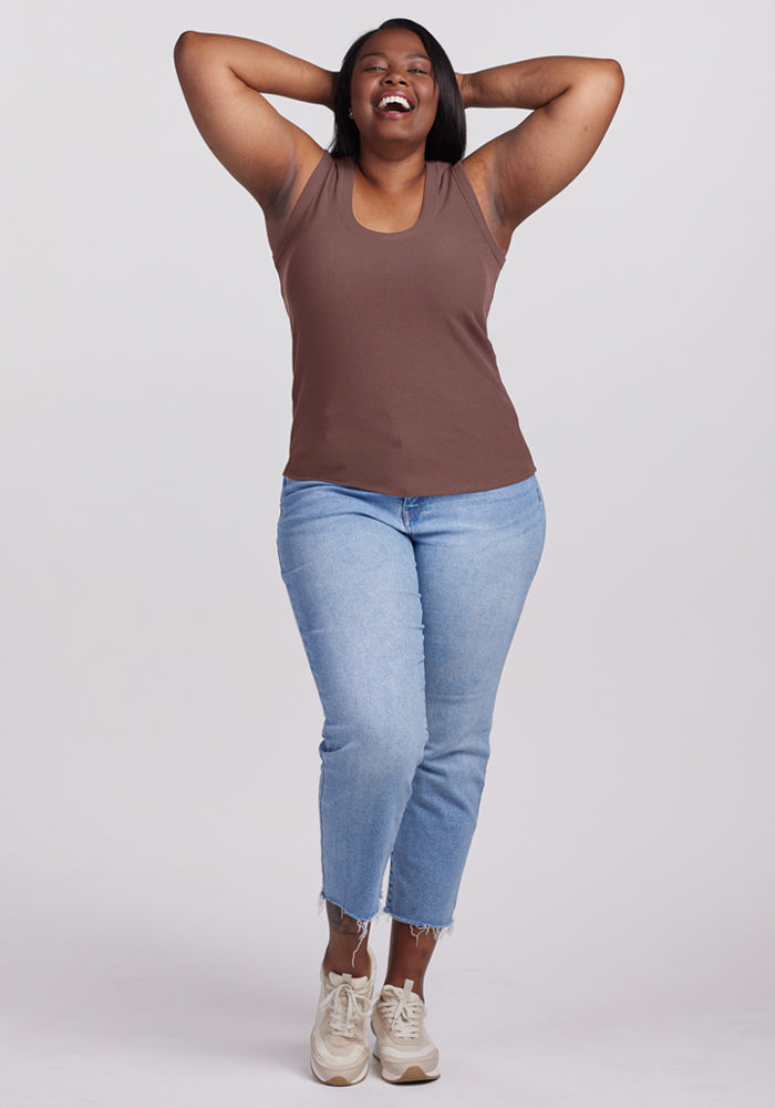Sloane Ribbed Tank - Peppercorn