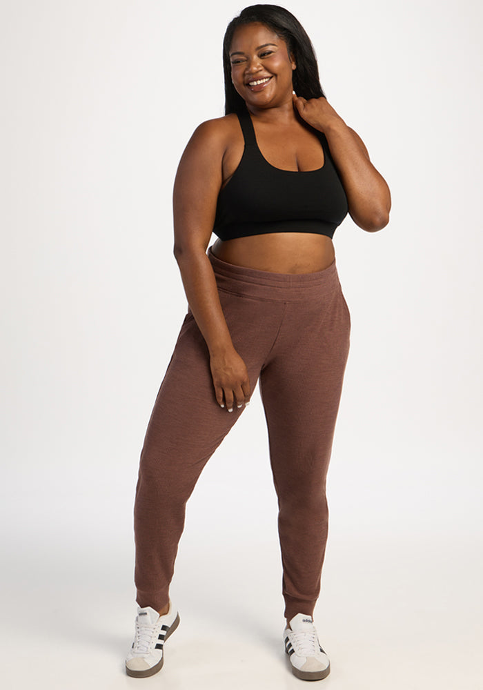 Lennon Ribbed Joggers - Sable Heather