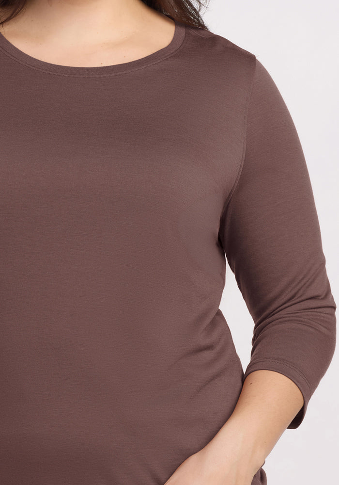 Jenny 3/4 Sleeve Crew Neck - Peppercorn