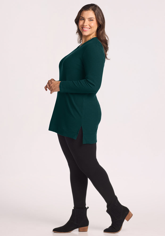 Evie Ribbed Tunic - Deep Pine