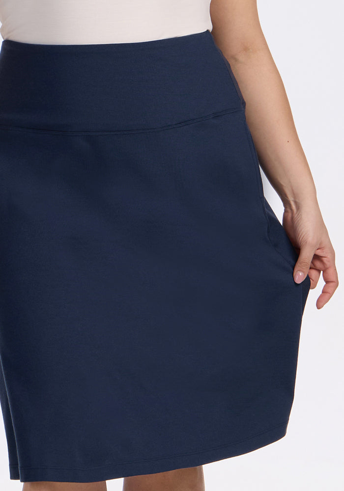 Marilyn Flowy Midi Skirt - Deep Navy