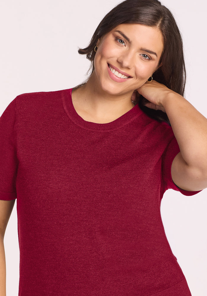 Anna Crew Sweater - Beet Red