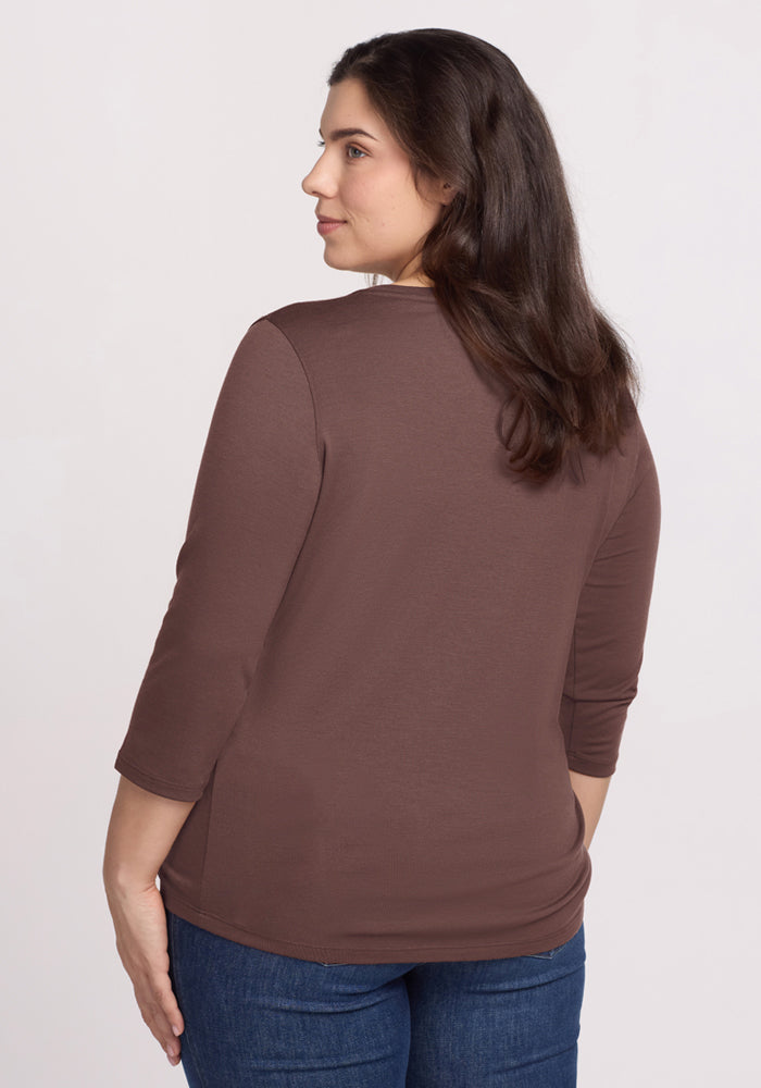 Jenny 3/4 Sleeve Crew Neck - Peppercorn