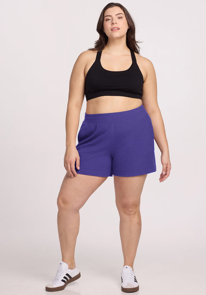 Maisey Ribbed Shorts - Berry Indigo