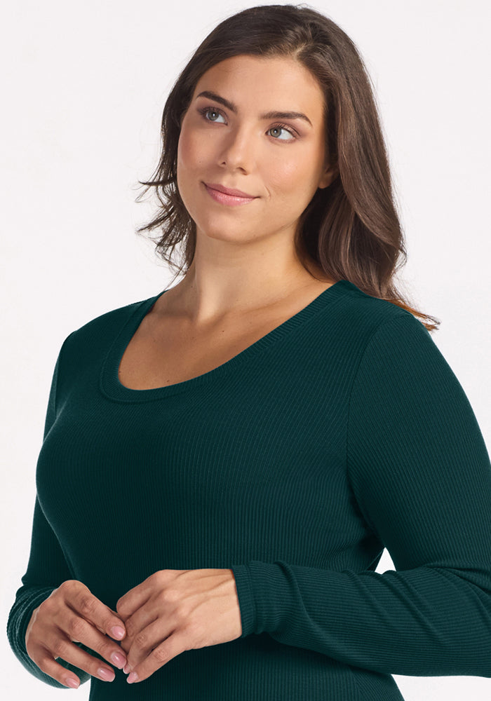 Caroline Ribbed Twirl Dress - Deep Pine