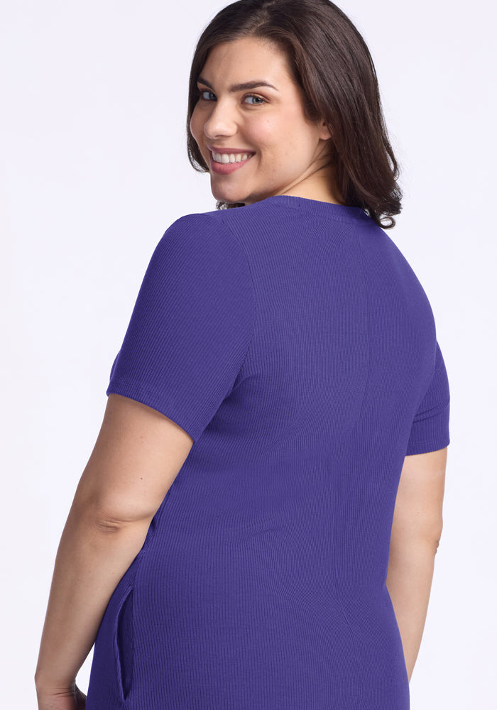 Harlowe Ribbed Dress - Berry Indigo