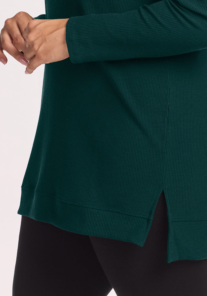 Evie Ribbed Tunic - Deep Pine