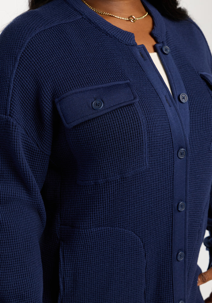 Oaklynn Waffle Shacket - Ocean Cavern
