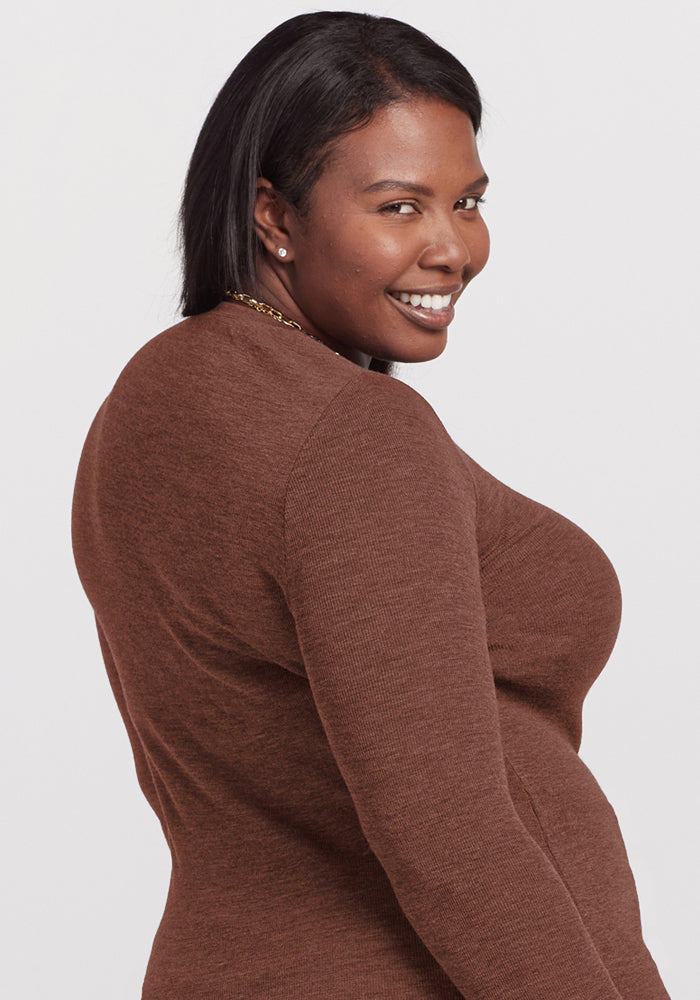 Reese Ribbed Henley - Sable Heather