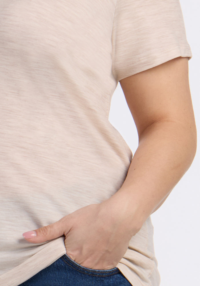 Junie V Neck - Cream Heather
