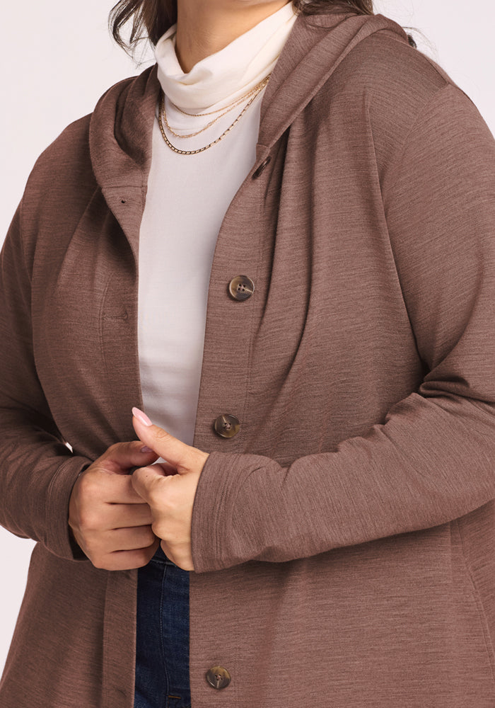 Edna Hooded Cardigan - Sable Heather