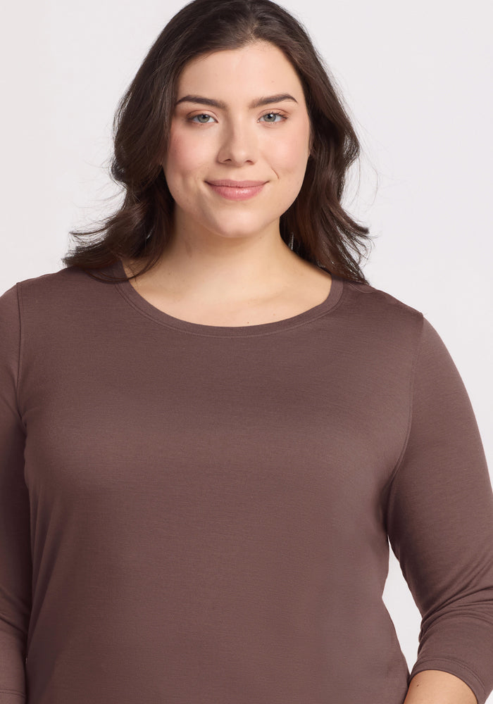 Jenny 3/4 Sleeve Crew Neck - Peppercorn