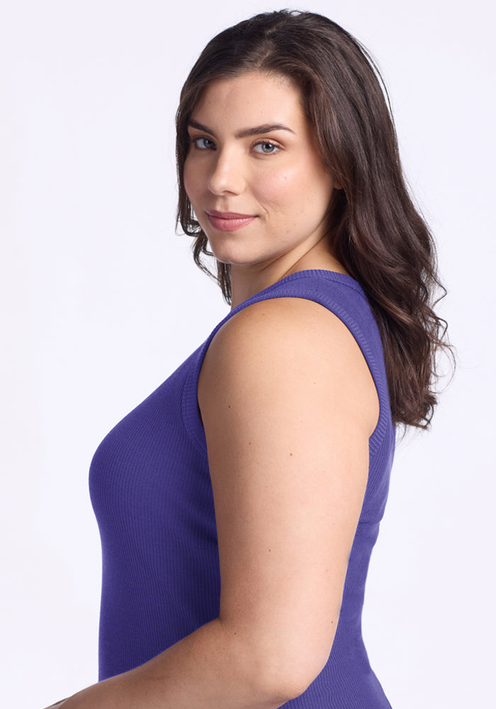 Raegan Ribbed Tank Top - Berry Indigo