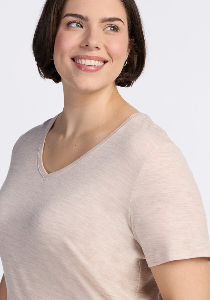 Junie V Neck - Cream Heather
